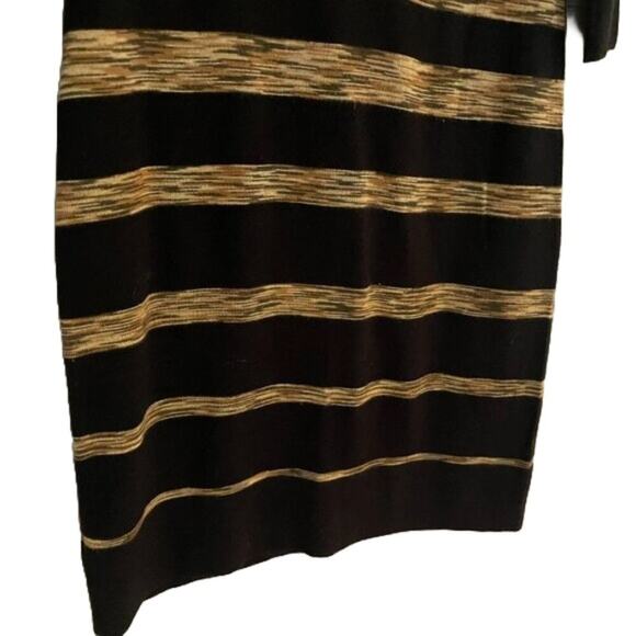 Calvin Klein Knit Brown, Black Striped Fitted 3/4 Sleeve Sweater Dress, M - Picture 3 of 11